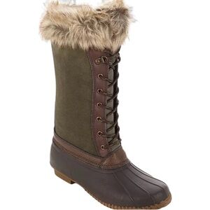 Sporto Natasha Women's Dark Green Suede Winter Duck Boots Size 7 EUC